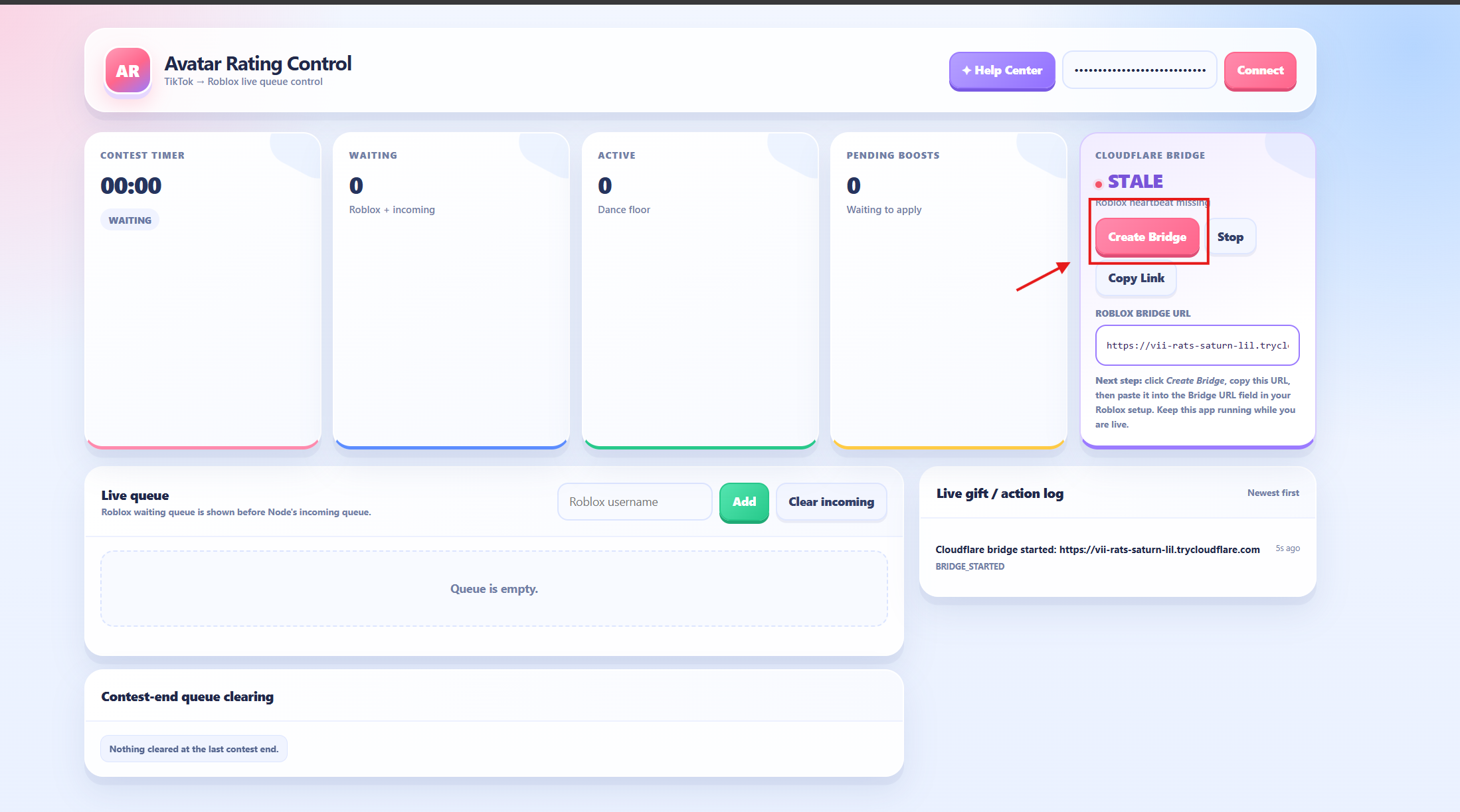 Create the Cloudflare Bridge screenshot 1